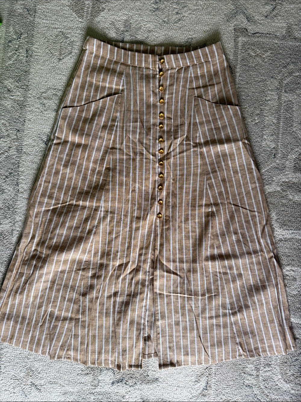 ASOS Striped Brown Button-Front A-Line Skirt
